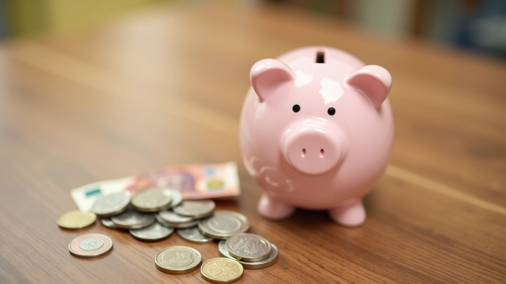 Tirelire en forme de cochon avec pièces de monnaie et billet d'euro, concept d'épargne