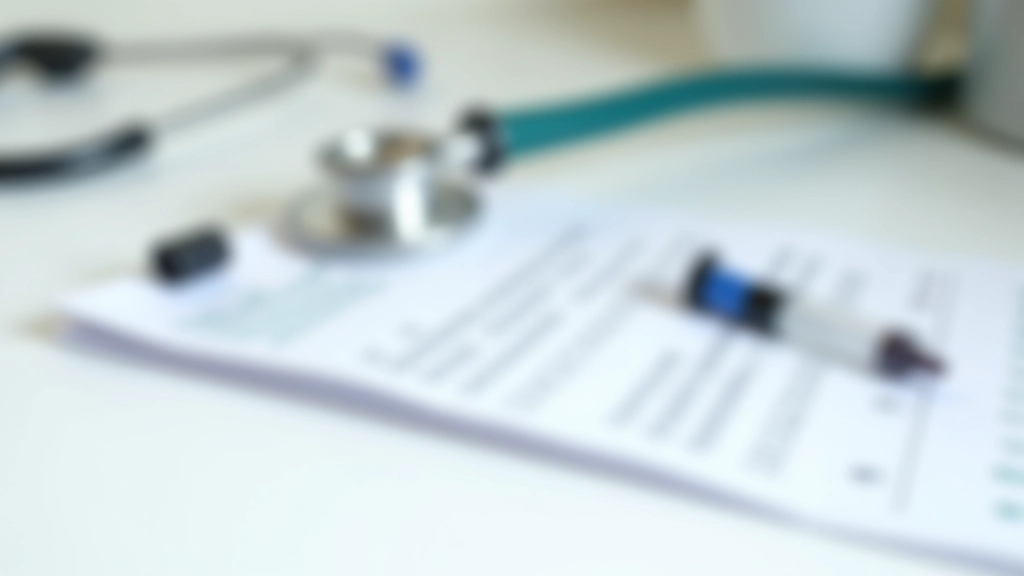 Stéthoscope et carnet médical vétérinaire avec vaccins et seringues sur bureau